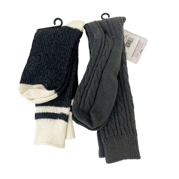 NEW Muk Luks Lot of 2 Socks Gray Women's Boot Socks Knee High Socks Cozy - Picture 2 of 3